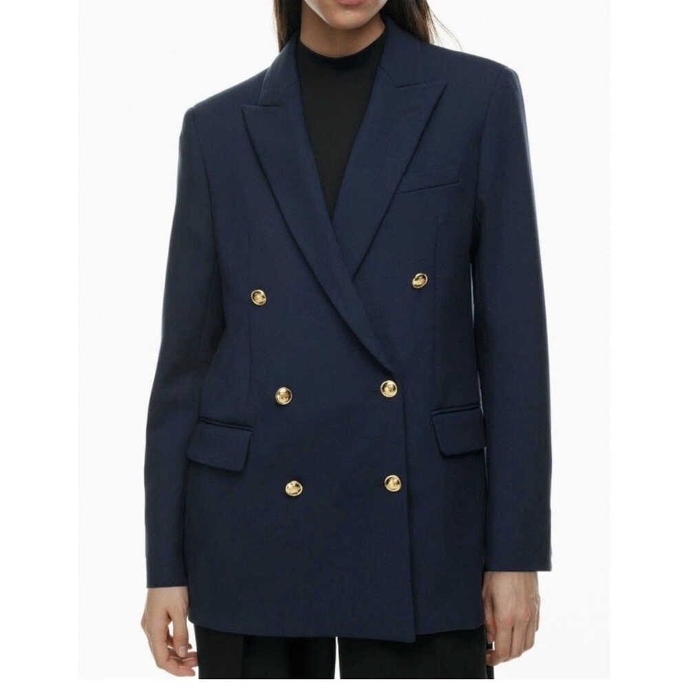 NWOT BLACK Babaton Status Double-Breasted Blazer with Gold Buttons / Size XS
